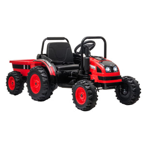 12V 7AH Kids Ride-On Tractor with Trailer, Remote Control, LED Lights, Music, and Suspension Trend Times 25