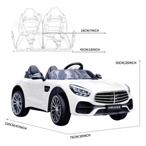12V 7AH Ride-On 2-Seater Power Wheels Car with Remote, Bluetooth, LED Lights, and MP3 Player Trend Times 8