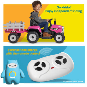 12V Battery-Powered Electric Tractor with 7AH Battery, Treaded Tires and Trailer for Toddlers Trend Times 5