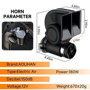 12V High-Pitched Air Horn with Wired Button for Trucks and Cars Trend Times 4