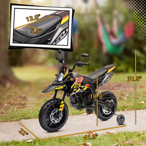 12V Licensed Kids Motorcycle with Training Wheels Yellow Trend Times 2