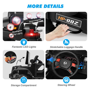 12V Black Kids Ride-On Truck Car Toy with MP3, LED Lights, RC Controller, and Battery Cover Trend Times 7
