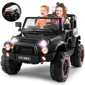 12V Black Kids Ride-On Truck Car Toy with MP3, LED Lights, RC Controller, and Battery Cover Trend Times Variant 0
