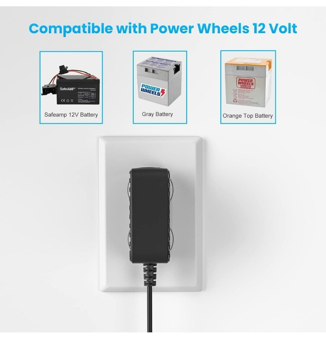 12V Battery Charger and Adapter for Kids Ride-On Power Wheels Toys Trend Times 1