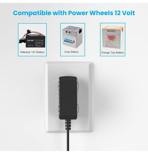 12V Battery Charger and Adapter for Kids Ride-On Power Wheels Toys Trend Times 1