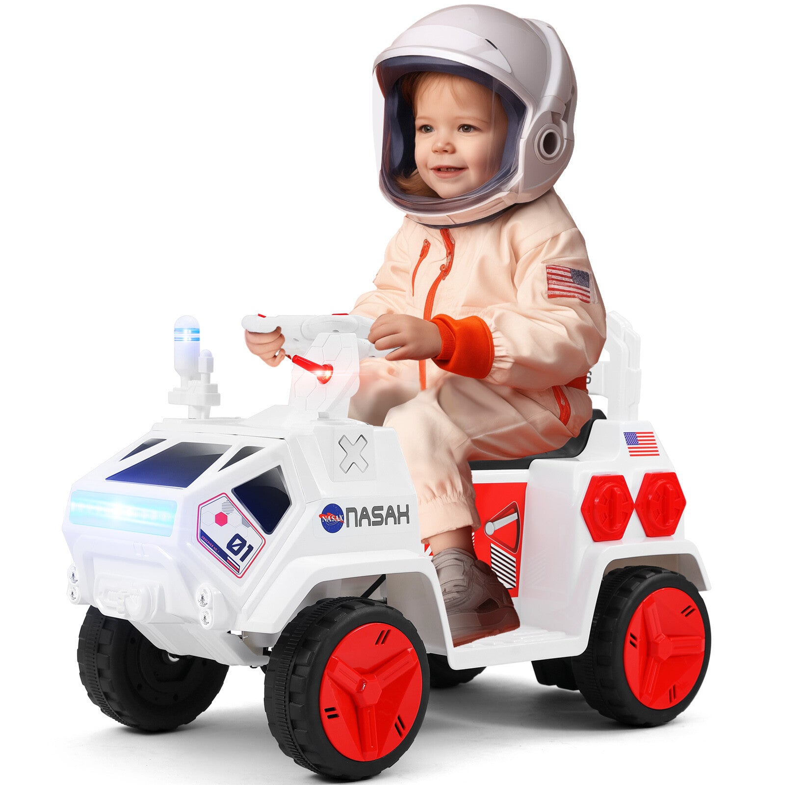 12V Battery Powered Kids Ride-On Mars Rover Car with Remote Control, Radar, Alarm, Lights, Music, and Bluetooth Trend Times 1