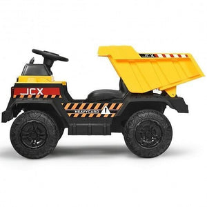 12V Battery-Powered Kids Ride-On Dump Truck with Electric Bucket and Dump Bed Yellow Trend Times 4