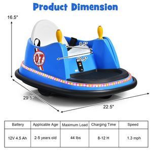 12V Battery Powered Kids Electric Ride-On Bumper Car with Flashing Lights for Toddlers Trend Times 2