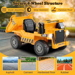 12V Battery-Powered Electric Ride-On Dump Truck for Kids with Functional Dump Bed Trend Times 6