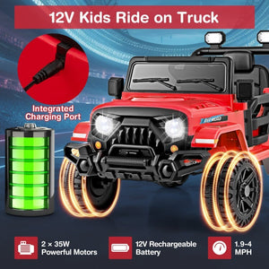 12V Battery-Powered Kids Electric Ride-On Truck Car with Remote Control and 3 Speed Settings Trend Times 5