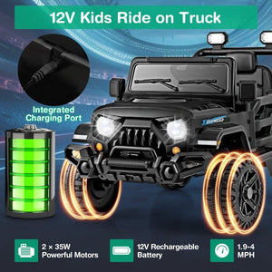 12V Battery-Powered Kids Electric Ride-On Truck Car with Remote Control, Wheels & 3 Speed Settings Trend Times 7