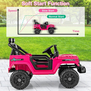 12V Battery-Powered Kids Ride-On Truck Car Toy with Remote Control and Threaded Wheels, 3 Speed Settings Trend Times 9