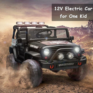 12V Battery Powered Kids Ride-On Truck with USB MP3, LED Lights, and Remote Control - Black Trend Times 10
