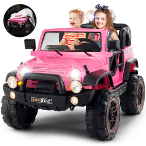 12V Pink and Black Kids Ride-On Truck with MP3, LED Lights, Remote Control, and Battery Cover Trend Times 0
