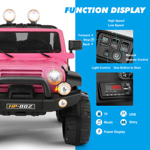 12V Pink and Black Kids Ride-On Truck with MP3, LED Lights, Remote Control, and Battery Cover Trend Times 5