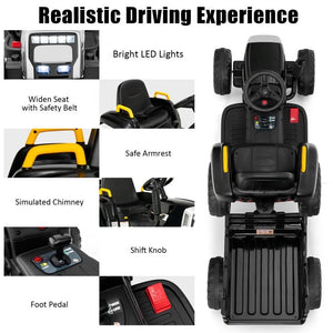 12V Battery-Powered Kids Electric Ride-On Tractor Toy with Safety Belt for Toddlers Trend Times 9