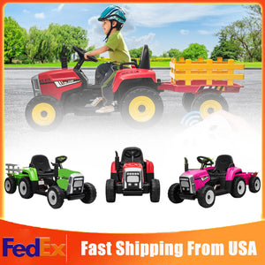 12V Battery-Powered Electric Tractor with Trailer and Remote Control for Toddlers Trend Times 1