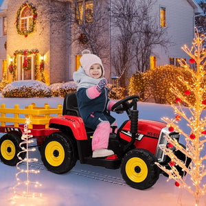 12V Battery-Powered Electric Tractor with Trailer and Remote Control for Toddlers Trend Times 4