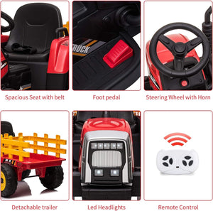 12V Battery-Powered Electric Tractor with Trailer and Remote Control for Toddlers Trend Times 7