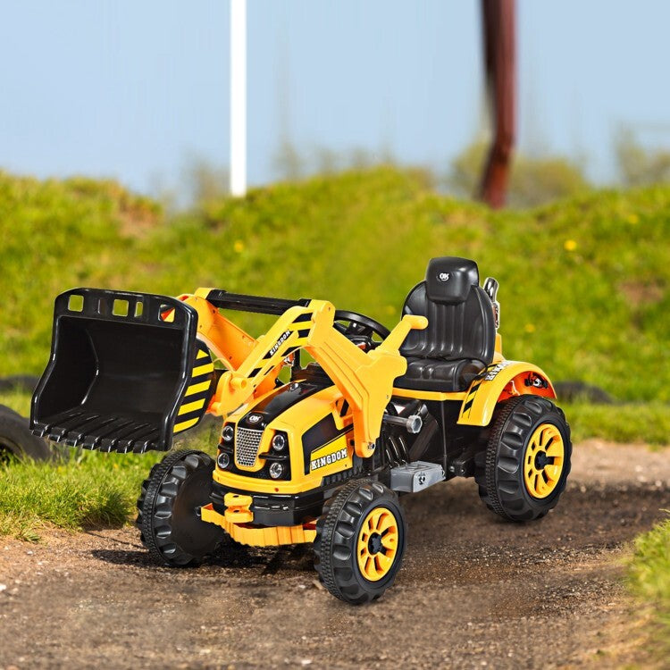 12V Battery-Powered Kids Ride-On Front Loader Excavator Dumper Truck Toy Trend Times 1