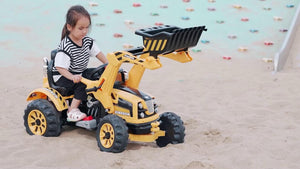 12V Battery-Powered Kids Ride-On Front Loader Excavator Dumper Truck Toy Trend Times 12