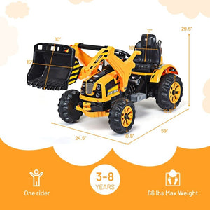 12V Battery-Powered Kids Ride-On Front Loader Excavator Dumper Truck Toy Trend Times 3