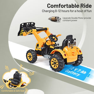 12V Battery-Powered Kids Ride-On Front Loader Excavator Dumper Truck Toy Trend Times 9