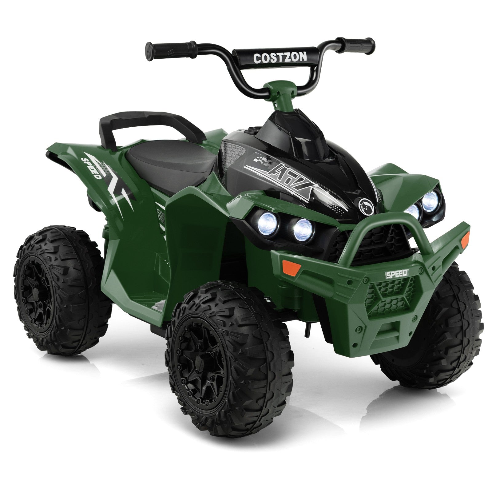 12V Battery Powered Kids Ride-On ATV with Bright Headlights and Built-in Music Green Trend Times 0