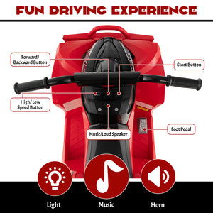 12V Battery-Powered Kids Ride-On ATV with Bright Headlights and Built-in Music Red Trend Times 5