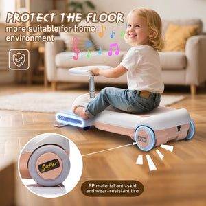 12V Battery-Powered Electric Kids Ride-On Go Kart with LED Lights, Music, and Cleaning Mop Trend Times 6