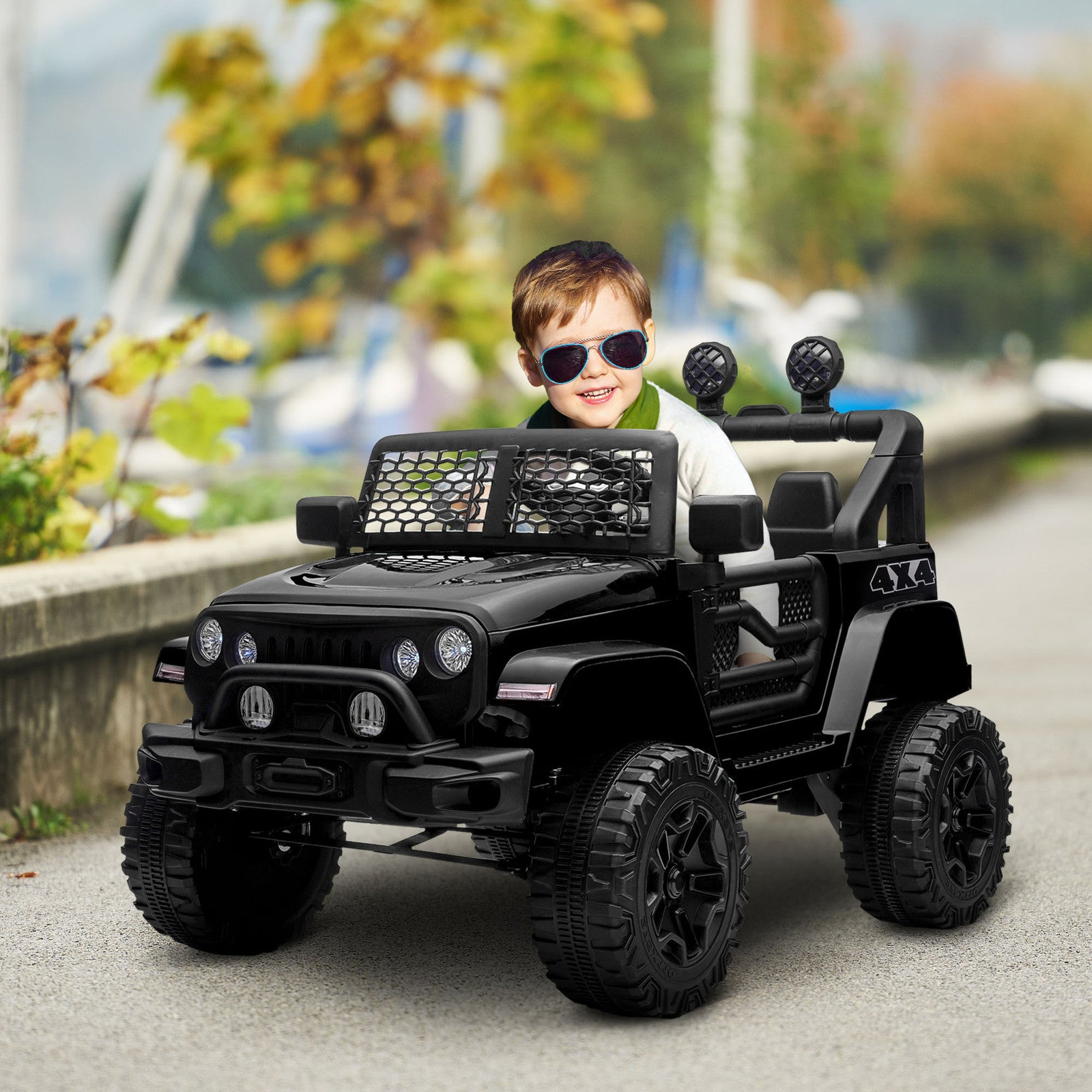 12V Battery-Powered Kids Ride-On Off-Road Truck Toy with Parent Remote Control Black Trend Times 0
