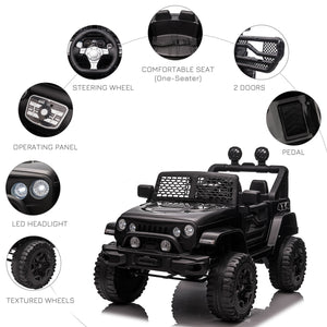 12V Battery-Powered Kids Ride-On Off-Road Truck Toy with Parent Remote Control Black Trend Times 5
