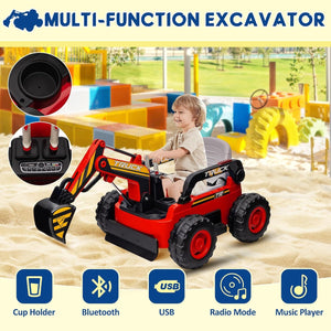 12V Battery-Powered 4WD Electric Ride-On Excavator Truck for Kids Trend Times 4