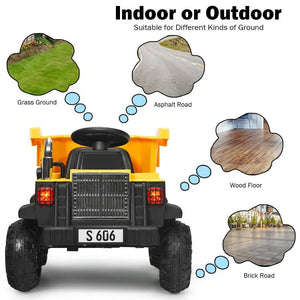 12V Battery-Powered Electric Ride-On Dump Truck Toy with Bucket and Dump Bed for Toddlers Trend Times 8