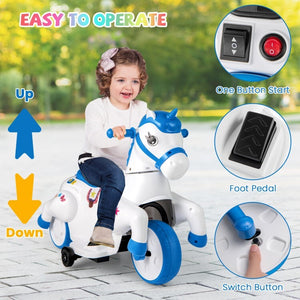 12V Battery Powered Ride-On Toy Horse with Training Wheels and Riding Mode for Children Trend Times 7