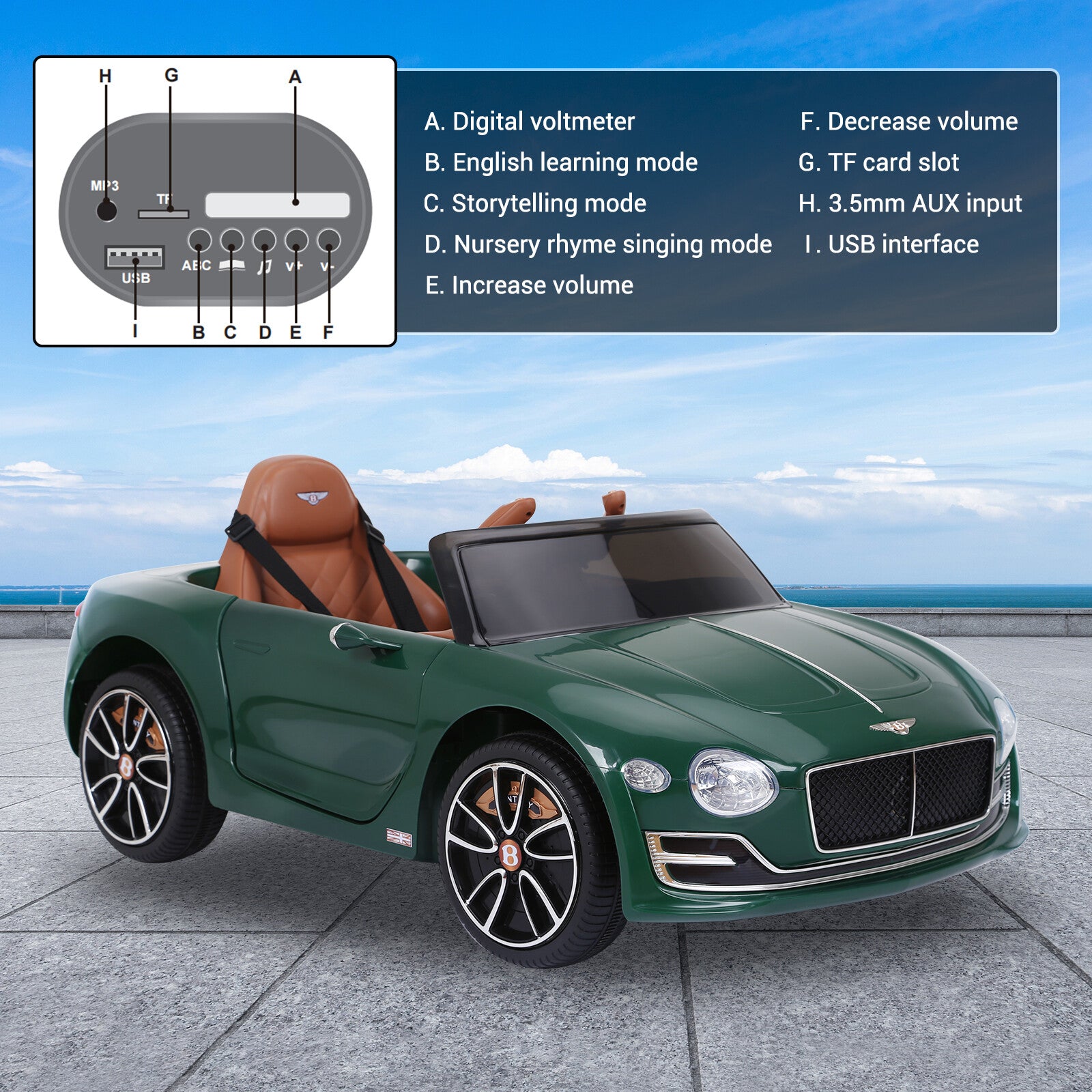 12V Bentley Style Electric Ride-On Car for Kids with Remote Control Trend Times 1
