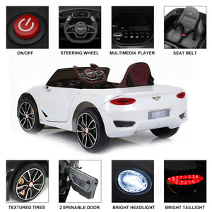 12V Bentley-Style Electric Ride-On Toy Car with Remote Control and LED Lights for Kids Trend Times 1