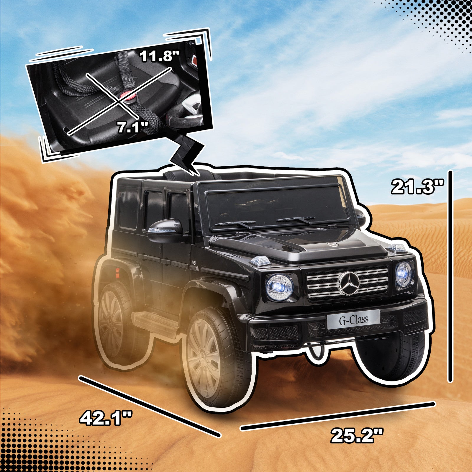 12V Licensed Kids Electric Benz G500 Car with Remote Control Black Trend Times 1