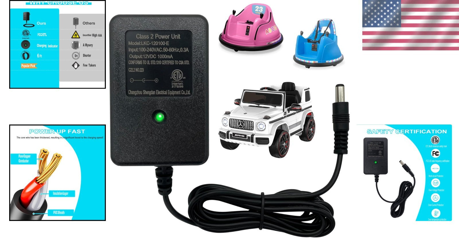 12V Bumper Car Charger with Automatic Shut-Off and Charging Indicator Trend Times 1