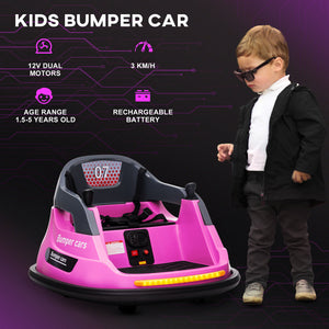 12V Pink Kids Bumper Car with 360° Rotation and Safety Belt Trend Times 9