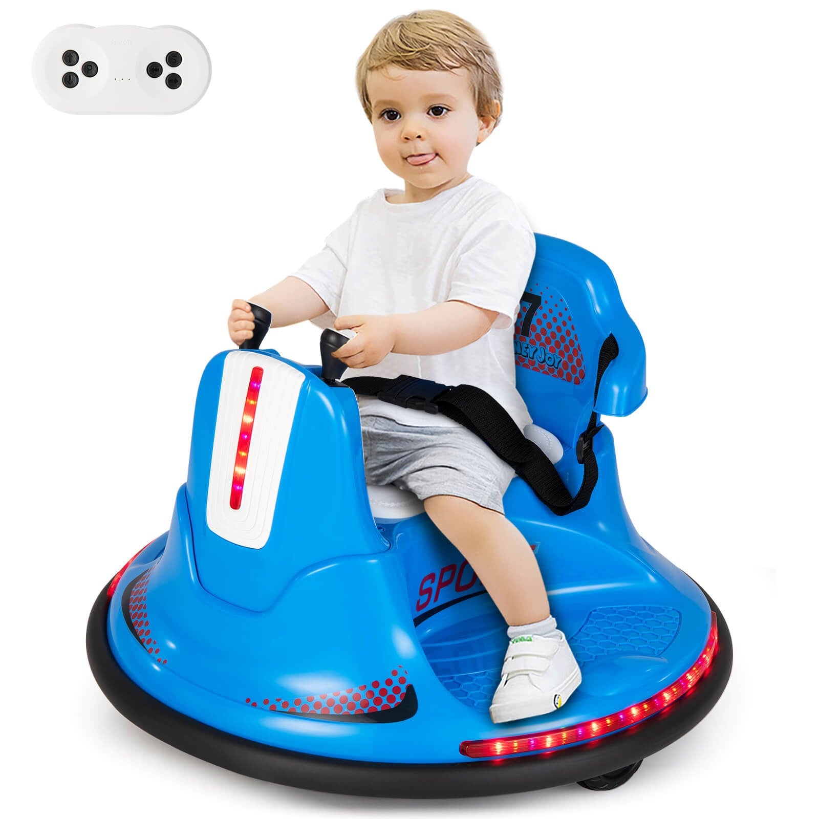 12V Electric Ride-On Bumper Car for Kids and Toddlers with 360 Degree Spin Blue Trend Times 0