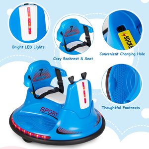 12V Electric Ride-On Bumper Car for Kids and Toddlers with 360 Degree Spin Blue Trend Times 9