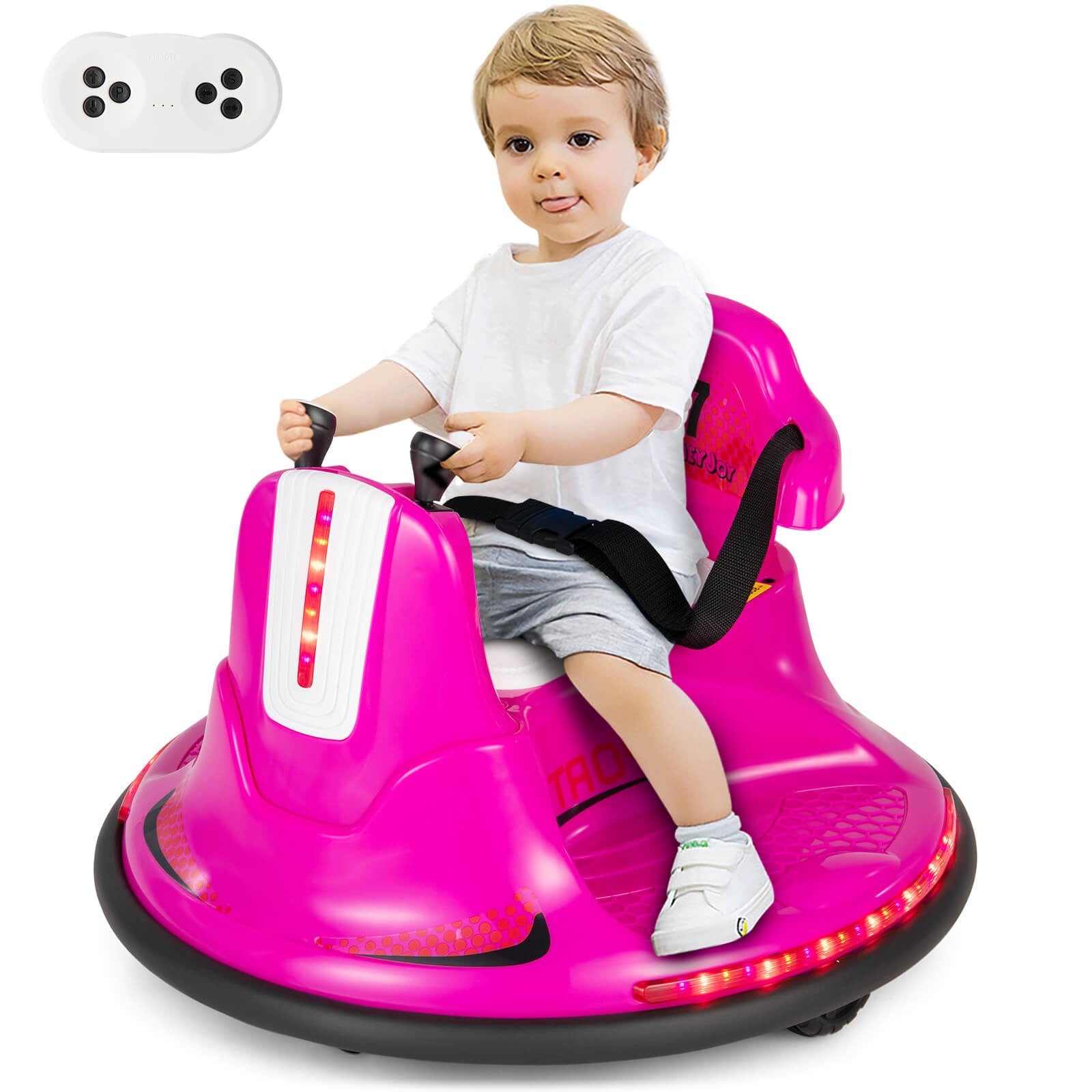 12V Electric Pink Bumper Ride-On Car for Kids and Toddlers with 360 Degree Spin Trend Times 0