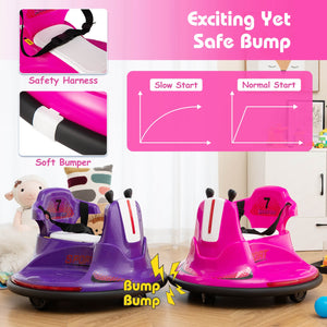 12V Electric Pink Bumper Ride-On Car for Kids and Toddlers with 360 Degree Spin Trend Times 5