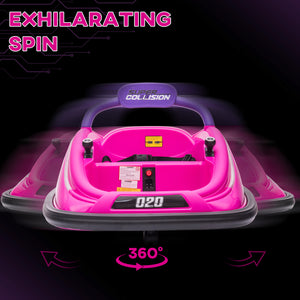 12V Pink Electric Ride-On Bumper Car for Kids with Remote Control and 360° Steering Trend Times 4
