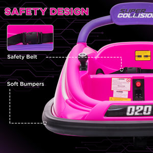 12V Pink Electric Ride-On Bumper Car for Kids with Remote Control and 360° Steering Trend Times 7