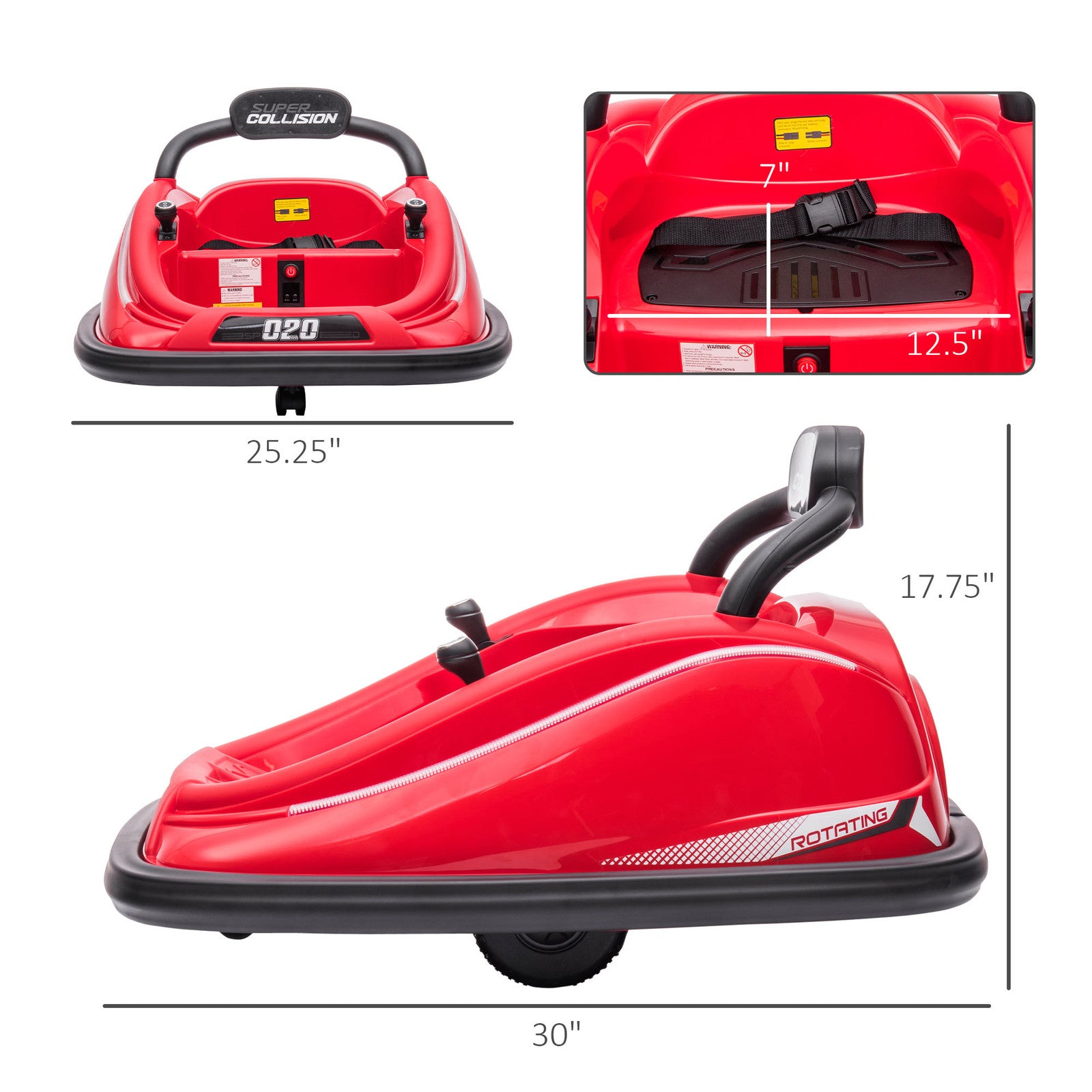 12V Red Electric Ride-On Bumper Car for Kids with 360° Spin and Remote Control Trend Times 1