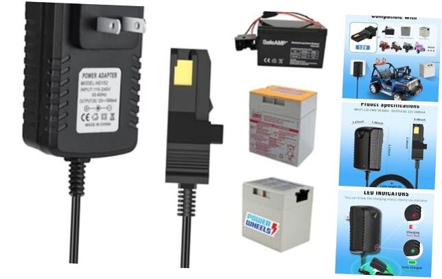 12V Battery Charger for Gray and Orange Power Wheels Toy Car Trend Times 0