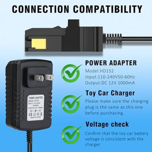 12V Battery Charger for Gray and Orange Power Wheels Toy Car Trend Times 6