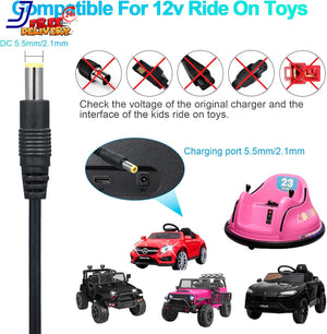 12V Power Supply Charger for Kids Ride-On Cars Class 2 Compatible with Kidzone Bumper Cars Trend Times 3
